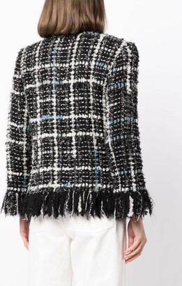 Chanel Pre Owned Frayed Tweed Collarless Jacket