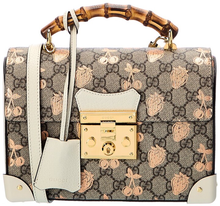 Gucci Padlock Small Berry GG Supreme Canvas & Bamboo Shoulder Bag ShopStyle