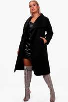 Thumbnail for your product : boohoo Plus Wool Look Wrap Coat