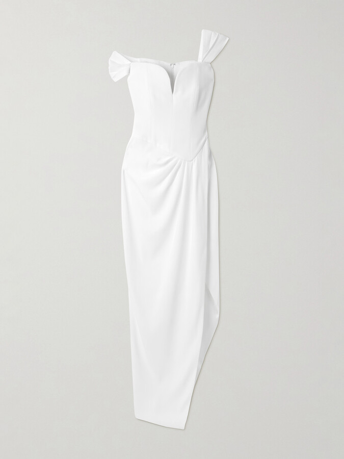 Alex Perry Asymmetric Off-the-shoulder Crepe Gown - White