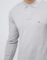 Thumbnail for your product : Tommy Hilfiger Long Sleeve Polo Pique Slim Fit Flag Logo In Grey Heather Exclusive To Asos