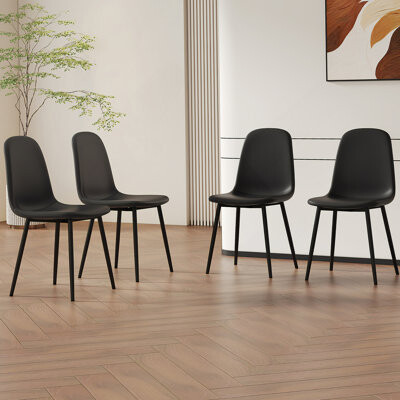 Corrigan Studio Modern Minimalist Black Dining Chair Set - Six Chairs per Box, Stable and Comfortable.Modern Mid-Century Style Upholstered Side Chairs,Spoon Shaped Ch