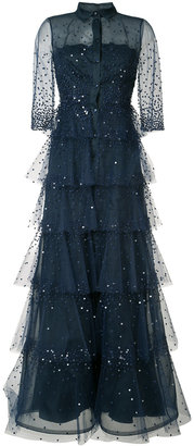 Carolina Herrera embroidered tulle shirt gown - women - Silk/Nylon - 8