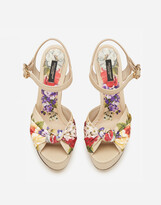Thumbnail for your product : Dolce & Gabbana Nappa leather wedge sandals with floral print