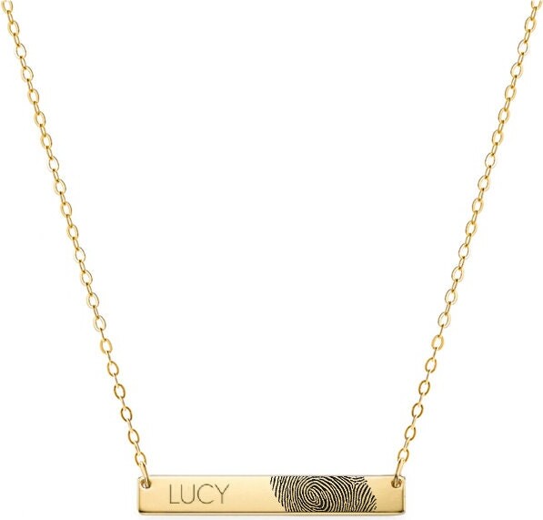 Etsy Actual Fingerprint & Name Necklace 1.5 Inch in 18K Yellow Gold Plated 925 Sterlings Silver Personalized Memorial Jewelry Nickel Free