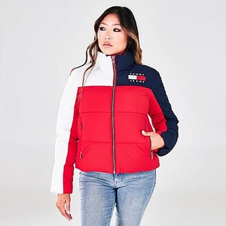 tommy hilfiger women's color block puffer jacket