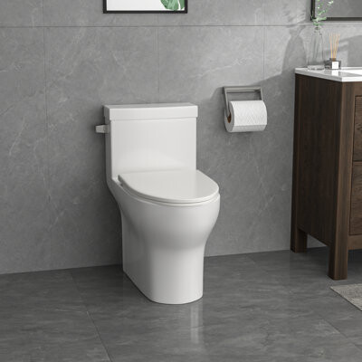 Mocoloo 1.28 Gallons GPF Elongated Comfort Height Floor Mounted One-Piece Toilet (Seat Included)