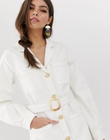 Thumbnail for your product : ASOS DESIGN denim utility shirt dress in white
