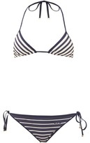 Thumbnail for your product : Valentino Striped Triangle Low-rise Bikini - Navy Multi