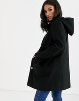 Thumbnail for your product : ASOS DESIGN Maternity hooded slim coat in black