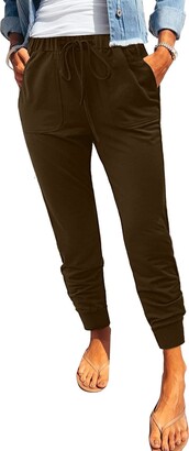 ROSKIKI Female Joggers Pants Athletic Ladies Leopard Casual Drawstring  Elastic Waist Sports Yoga Track Cuff Trousers Lounge Pants with Pockets  Sweatpants Red Medium - ShopStyle