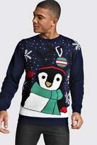 Thumbnail for your product : boohoo Novelty Christmas Jumper in Navy
