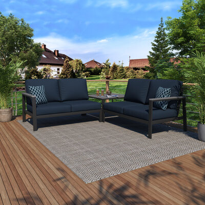 Birch Lane Adette 3 Piece Sectional Seating Group with Sunbrella Cushions