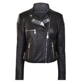 Thumbnail for your product : McQ Leather Tartan Panel Biker Jacket