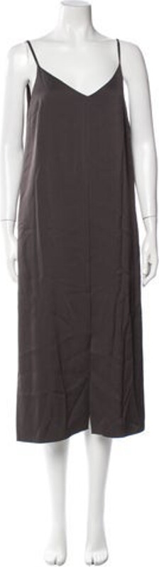Halston Slip Dress Black Cutout Accent Sleeveless with V-Neck Concealed Zip Closure at Back Size not listed, estimated from measurements.