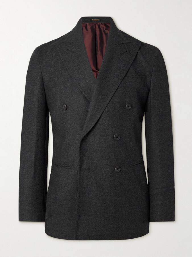 Rubinacci Slim-Fit Double-Breasted Wool-Flannel Suit Jacket