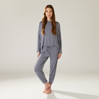 Love & Lore Iris Pajama Pant Set, Steel Blue Stripe XS
