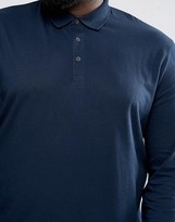 Thumbnail for your product : ASOS PLUS Long Sleeve Jersey Polo In Navy