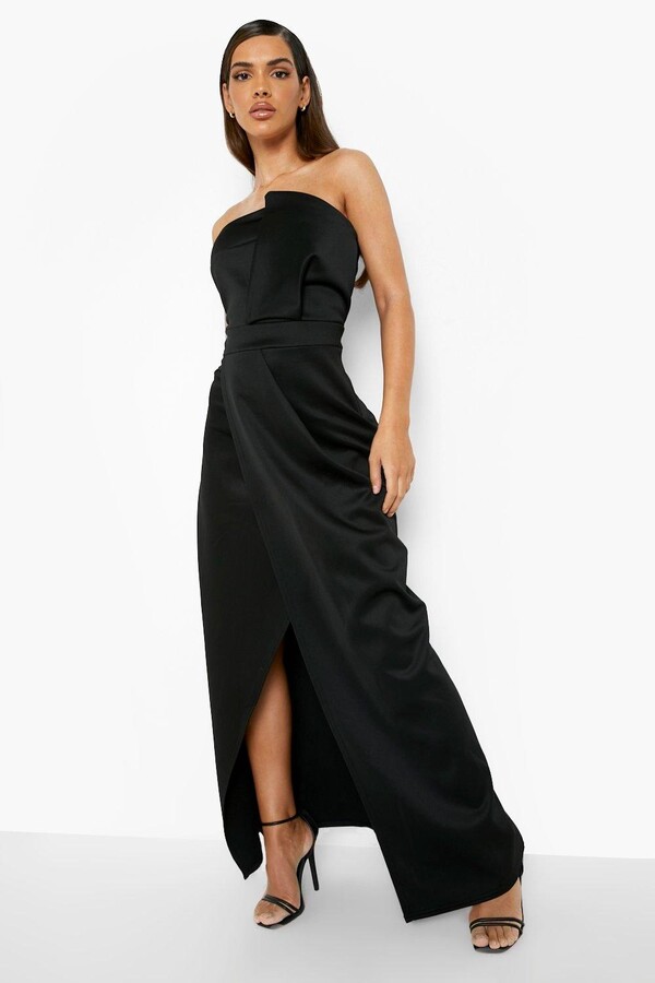 black bandeau dress maxi