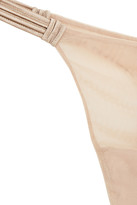 Thumbnail for your product : La Perla Tulle Nervures Satin-trimmed Stretch-tulle Low-rise Thong