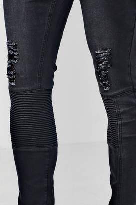 boohoo Super Skinny Jeans With Biker Panelling