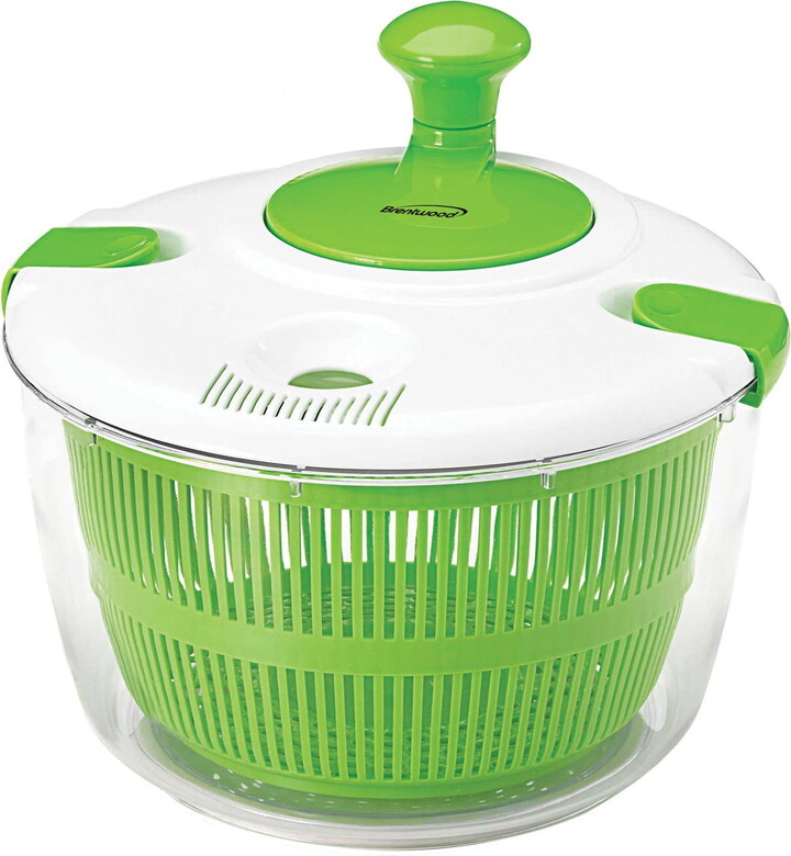 Brentwood Salad Spinner with 5-Qt. Serving Bowl, White