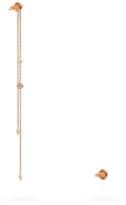 Diane Kordas Mismatched Diamond & 18kt Rose-gold Earrings - Gold