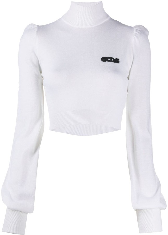 black roll neck crop jumper