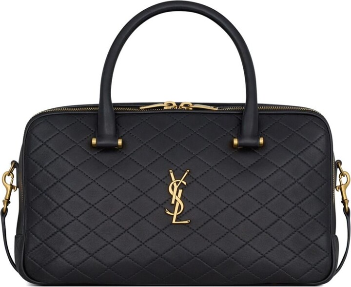Saint Laurent Lyia quilted leather duffle bag - ShopStyle