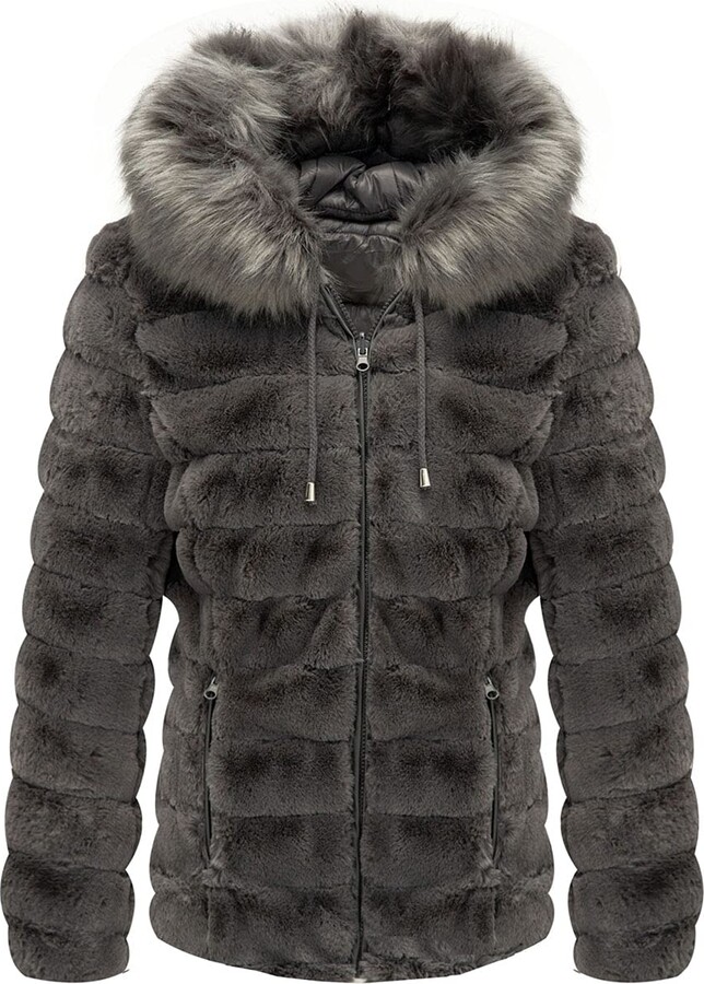 Geschallino Women's Reversible Faux Fur and Quilted Coat with Fur Collar -  ShopStyle