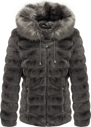 Buy BELLIVERA Women's Faux Fur Shaggy Coat Autumn Winter Warm Fashion Long  Sleeves Zip Short Hooded Jacket, black, S at