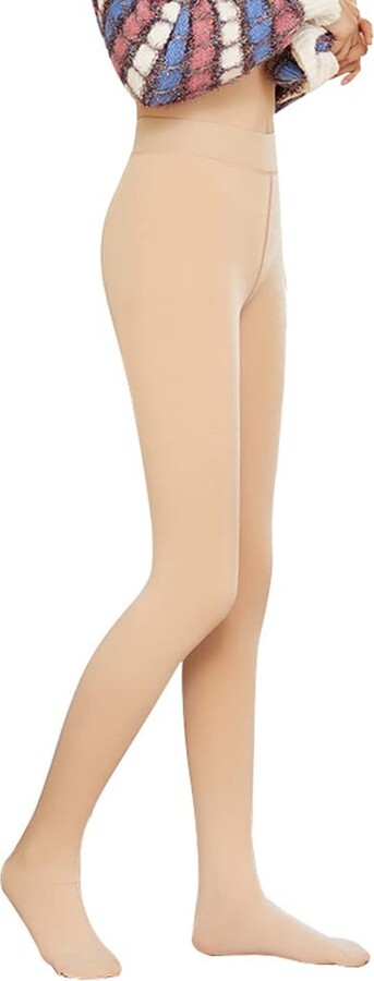 SPORCLO Fleece Lined Tights for Women Nude Opaque Warm Thermal