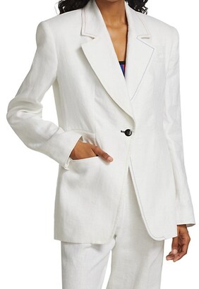 Christopher John Rogers Single-Breasted Relaxed Linen Suit Jacket