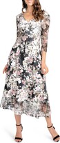 Thumbnail for your product : Komarov Lace Sleeve Charmeuse Midi Dress
