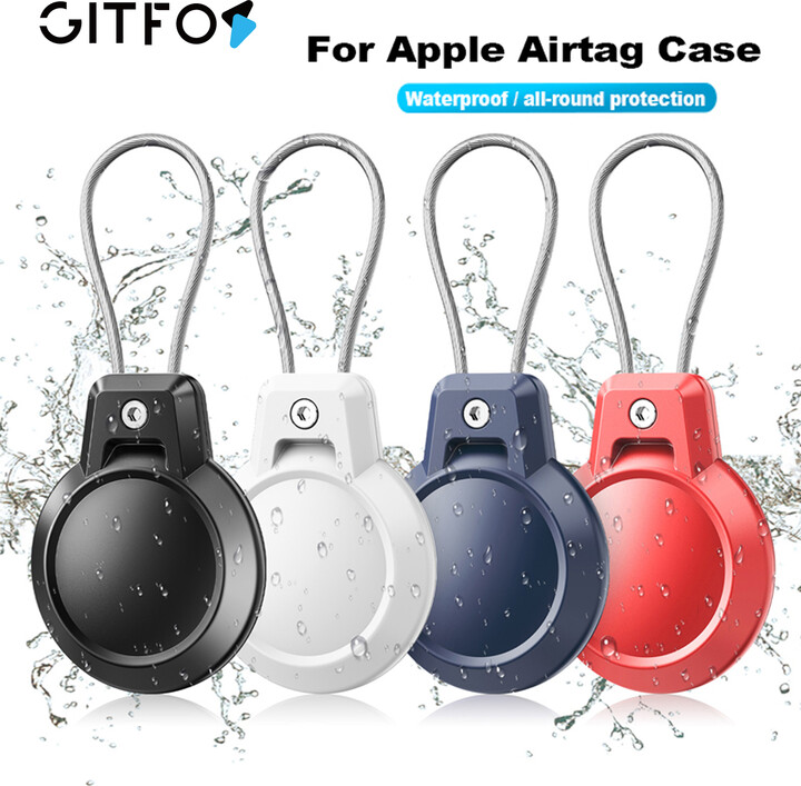 GITFOS Waterproof Case for Apple AirTag Holder 360 Degrees Robust Protective Cover Airtags Keychain Holders for Luggage Backpack