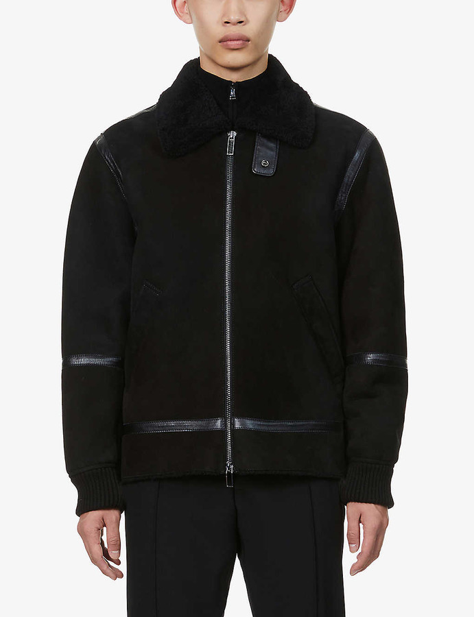 Emporio Armani Shearling and suede jacket - ShopStyle