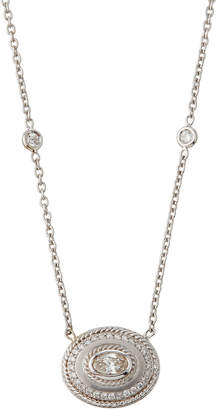 Penny Preville 18k White Gold East-West Diamond Oval Pendant Necklace