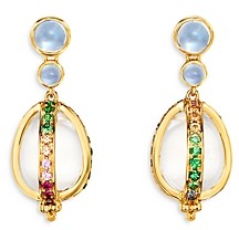 Temple St. Clair 18K Yellow Gold Celestial Crystal & Rainbow Gemstone Amulet Earrings