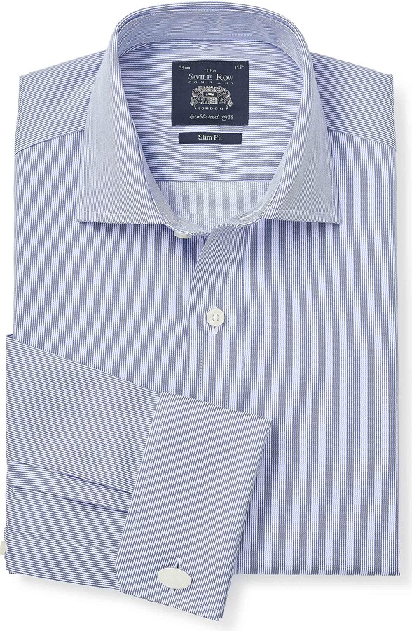 The Savile Row Company London Men's Slim Fit Cotton Poplin Long Sleeve ...