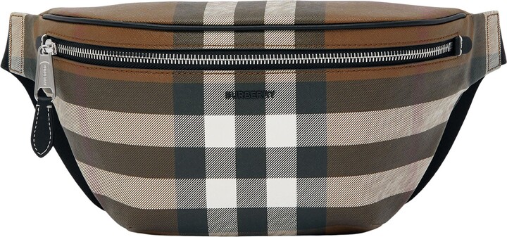 Burberry Cason Brown Checkered Belt Bag New