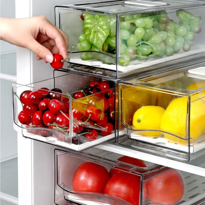 Prep & Savour Stackable, Reusable, Clear Refrigerator Organizers, BPA Free, 2-Pack