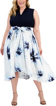 SL Fashions Plus Size Pleated High-Low Dress
