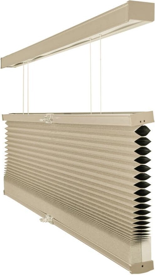 Chicology Cut-to-Size Khaki Grey Cordless Top Down Bottom Up Blackout Insulating Polyester Cellular Shade 63.25 in. W x 48 in. L