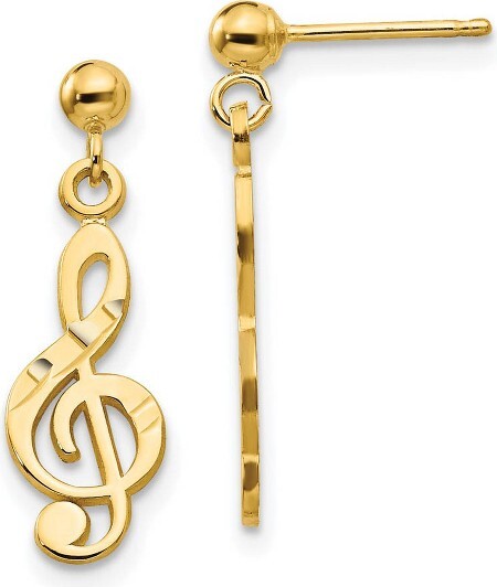 Black Bow Jewelry Co. BlackBowJewelrySatinandPolishedTrebleClefDanglePostEarringsin14kYellowGold