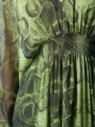 John Richmond Snakeskin-Print Silk Maxi Dress