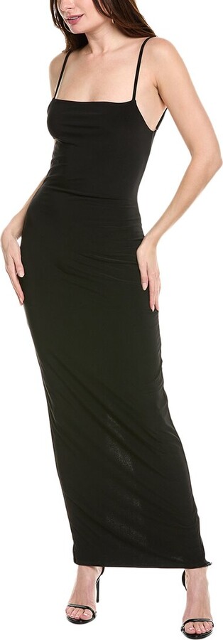 Bebe Square Neck Low Back Maxi Dress