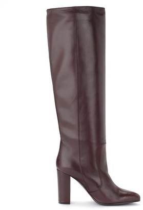 Via Roma 15 High Tube Boot In Burgundy Color In Smooth Leather