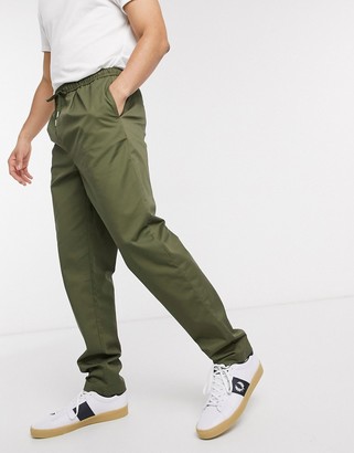 Fred Perry drawstring twill pants in khaki - ShopStyle