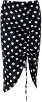 Thumbnail for your product : boohoo Petite Satin Ruched Polka Dot Skirt