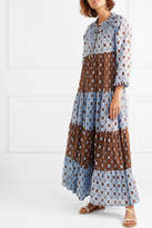 Thumbnail for your product : Yvonne S Hippy Tiered Printed Cotton-voile Maxi Dress - Mid denim
